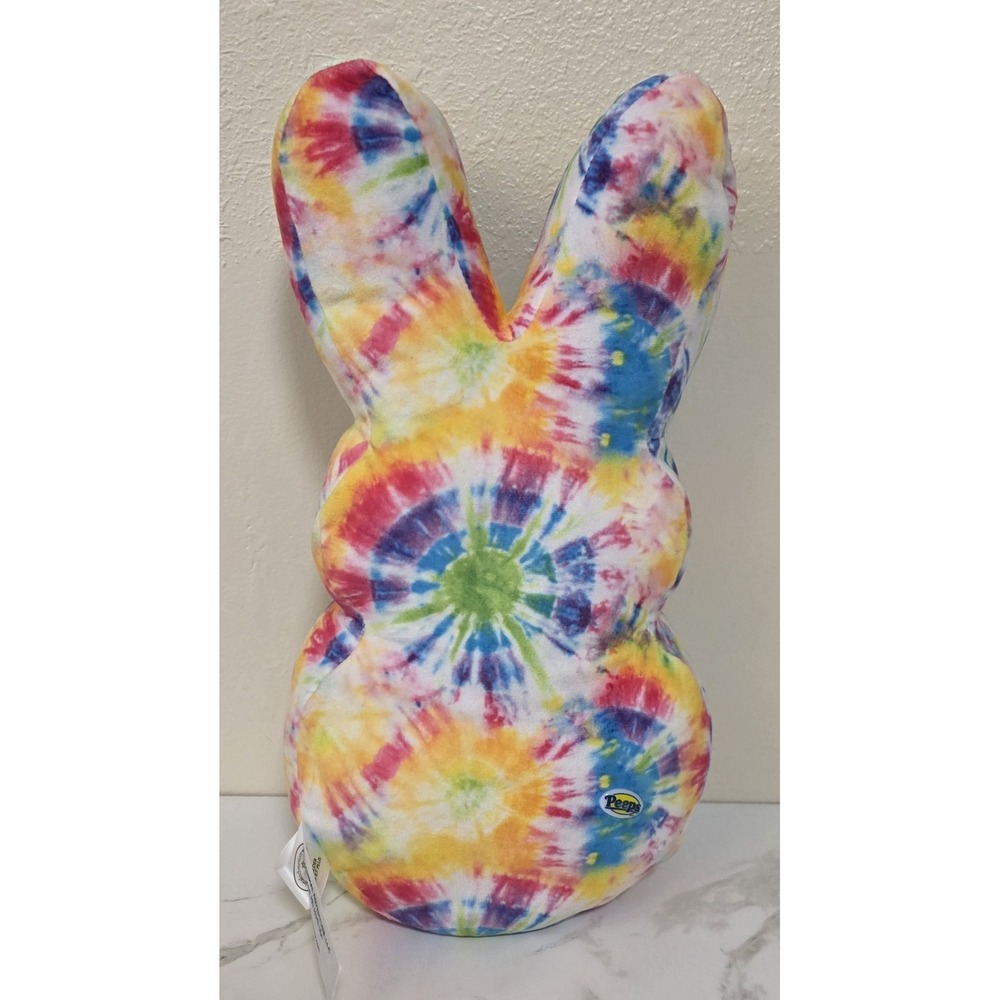 2023 Easter PEEPS 17" LARGE Bunny Plush Pillow Decór Tie Dye - Picture 2 of 4